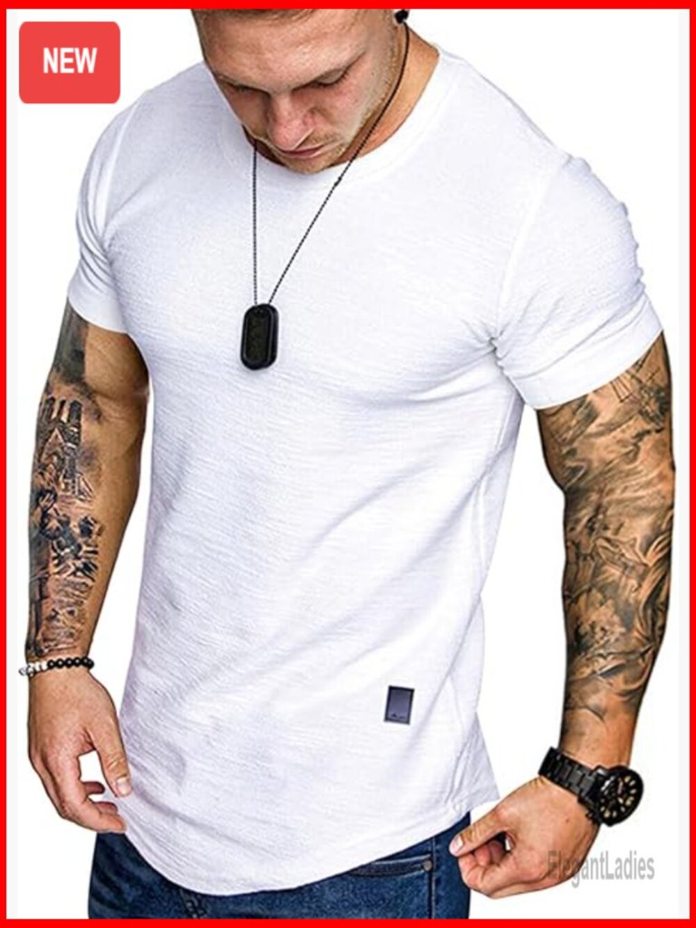 Men's Slim Fit Athletic T-Shirt Cotton Blend Gym Workout Tee